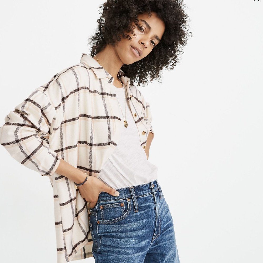 Madewell top LARGE flannel Bromley shirt in Northall plaid